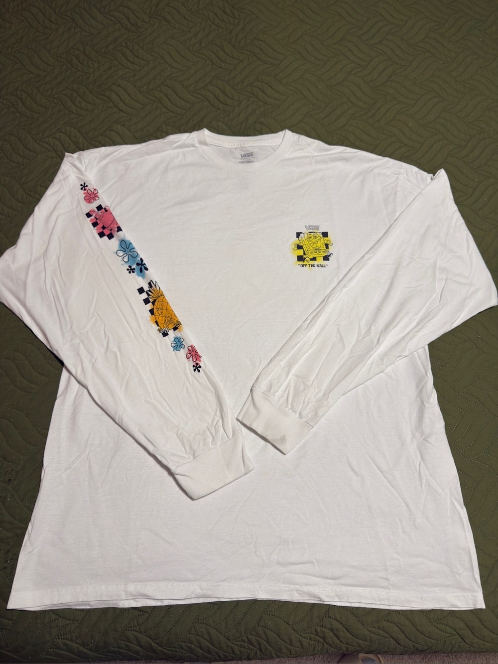 Vans x SpongeBob SquarePants White Long Sleeve T-Shirt XXL Unisex Classic Fit
